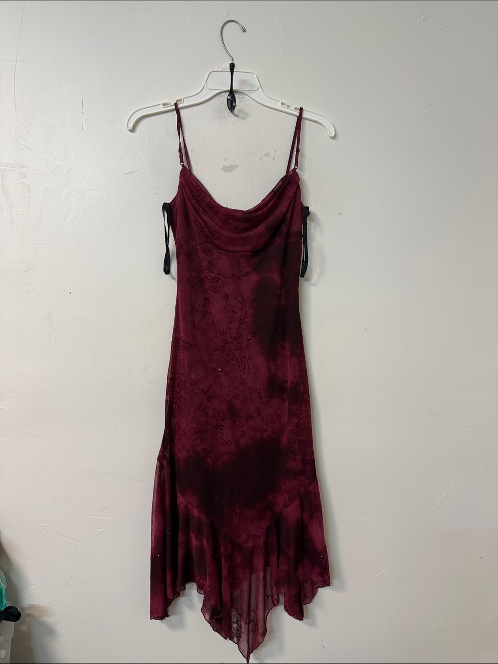 City Triangles One-Shoulder Wine Red Slip Dress 90’s Y2K
